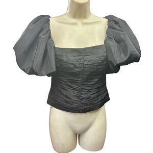 Rhode Puff Sleeve Ruched Top in Black NWT Size 4